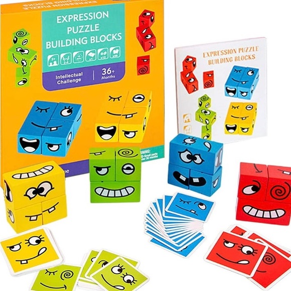 Expression Puzzle Building Blocks Preschool puzzle Game Like NEW 2-4 players 3+ - Picture 6 of 12